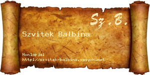 Szvitek Balbina névjegykártya